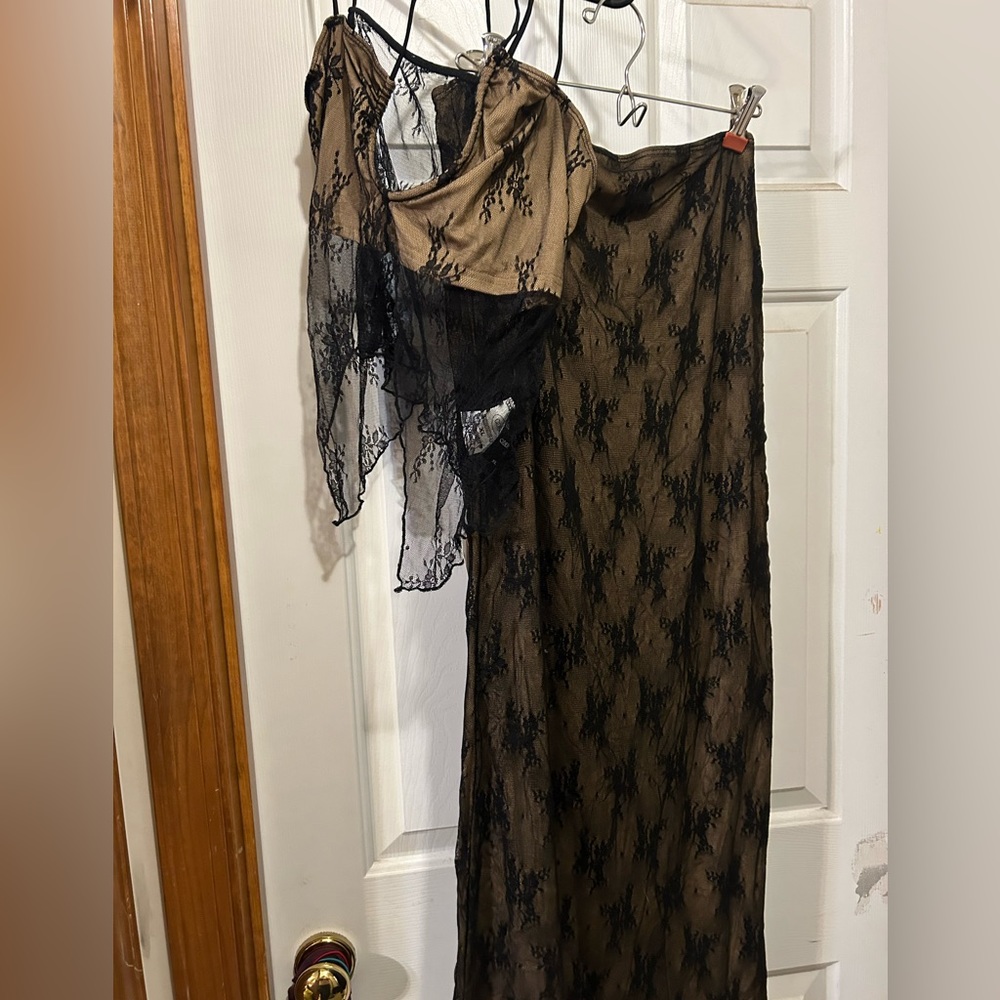 Black and Tan Lace Set